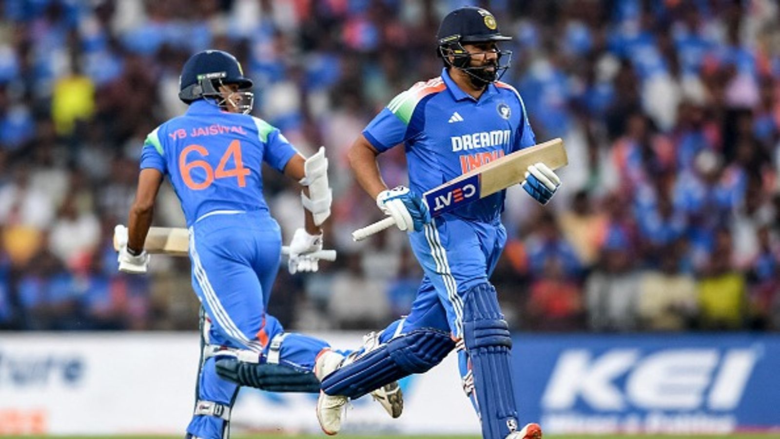 EXPLAINED: How India got 5/0 on the scoreboard before Rohit-Jaiswal guarded their crease in 3rd ODI vs AFG India's star openers Rohit Sharma (R) and Yashasvi Jaiswal in this frame. (Getty)
