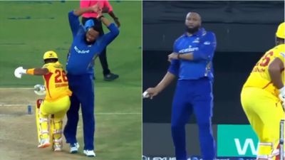 Pollard involved in heated altercation with Pune-born USA player during MI vs Super Kings MLC clash; watch video Shubham Ranjane, Kieron Pollard