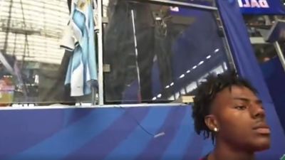 Watch: Argentina fan trolls Cristiano Ronaldo supporter iShowSpeed during Messi masterclass vs Austria iShowSpeed in this frame. (screengrab)