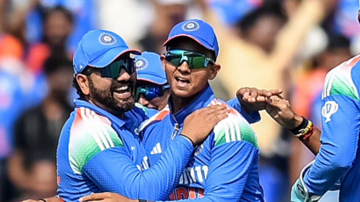 Former India captain Rohit Sharma (L) and star opener Yashasvi Jaiswal in frame. (Getty)
