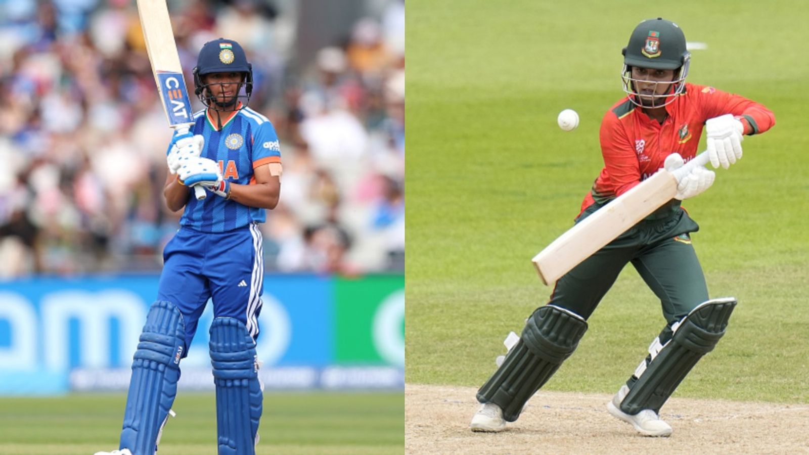 Women's T20 World Cup: India put to bowl vs Bangladesh with 2 big changes in playing XI for crucial clash India captain Harmanpreet Kaur (L) and Nigara Sultana in frame. (Getty)