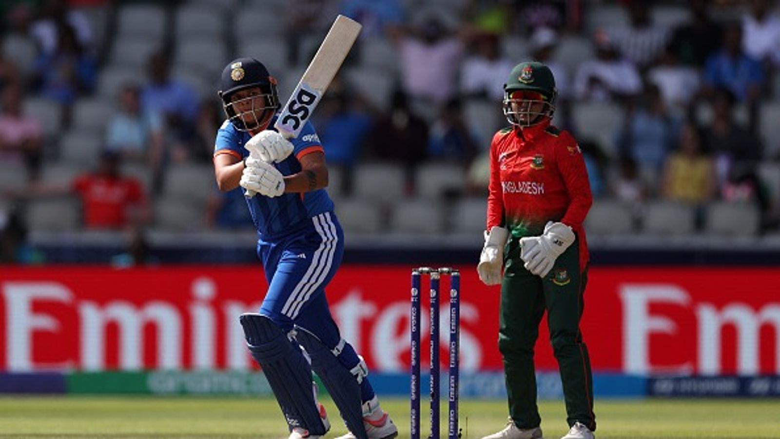 Women's T20 World Cup: Radha-Shafali's heroics keep India afloat in semis race with 5-wicket win over Bangladesh India's Shafali Verma (L) in action in this frame. (Getty)