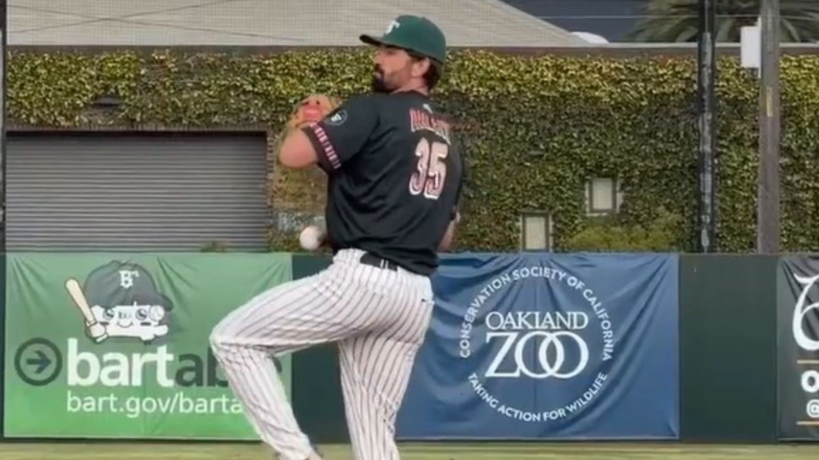 WATCH: England's World Cup-winning cricketer makes baseball debut, claims a strikeout Liam Plunkett makes his baseball debut (X @OaklandBallers)