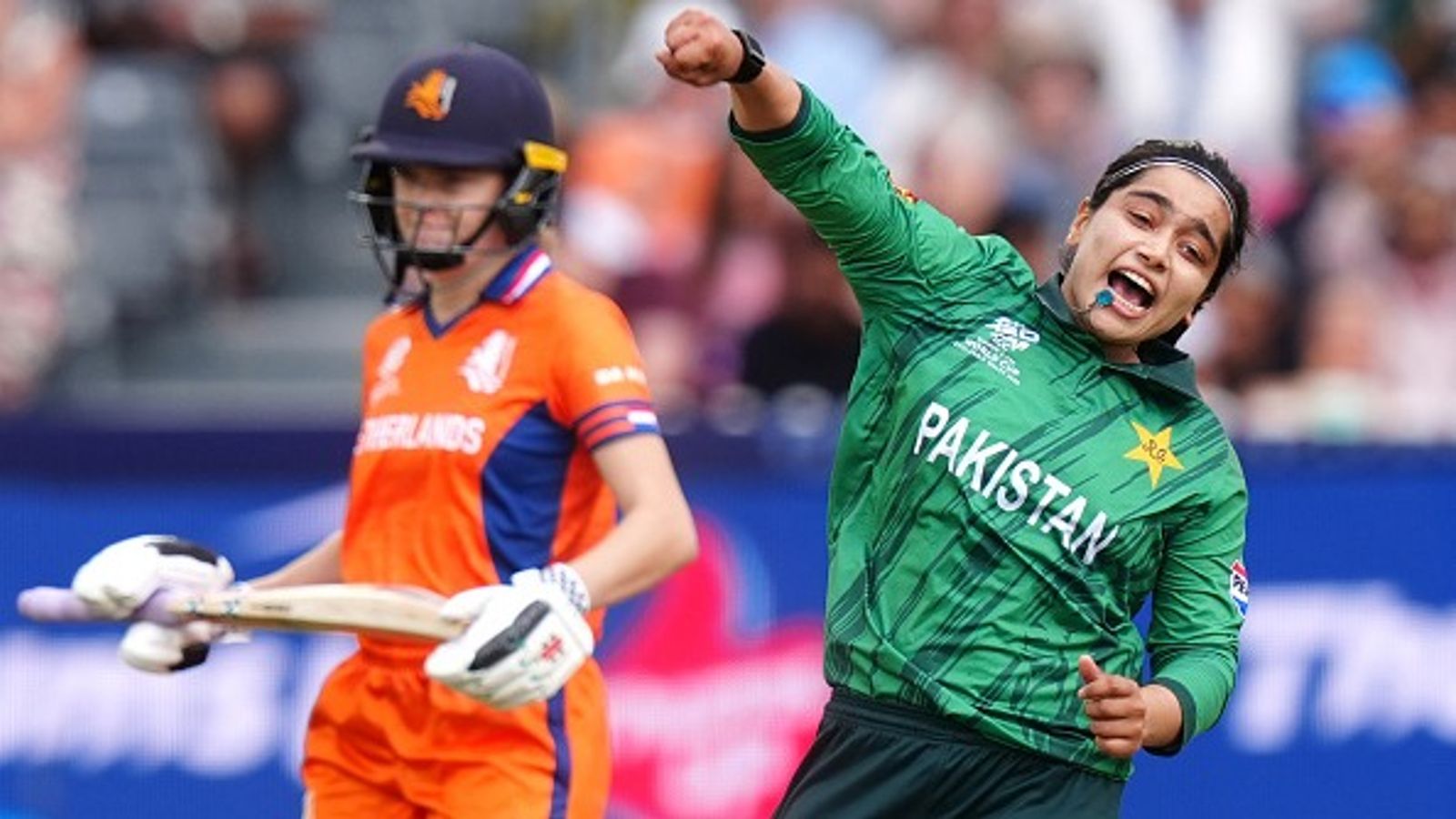 Pakistan sign off Women's T20 World Cup with 37-run win over Netherlands in low-scoring affair Pakistan's Fatima Sana celebrates after dismissing Netherlands' Silver Siegers (not pictured) during their Women's T20 World Cup clash. (Getty)