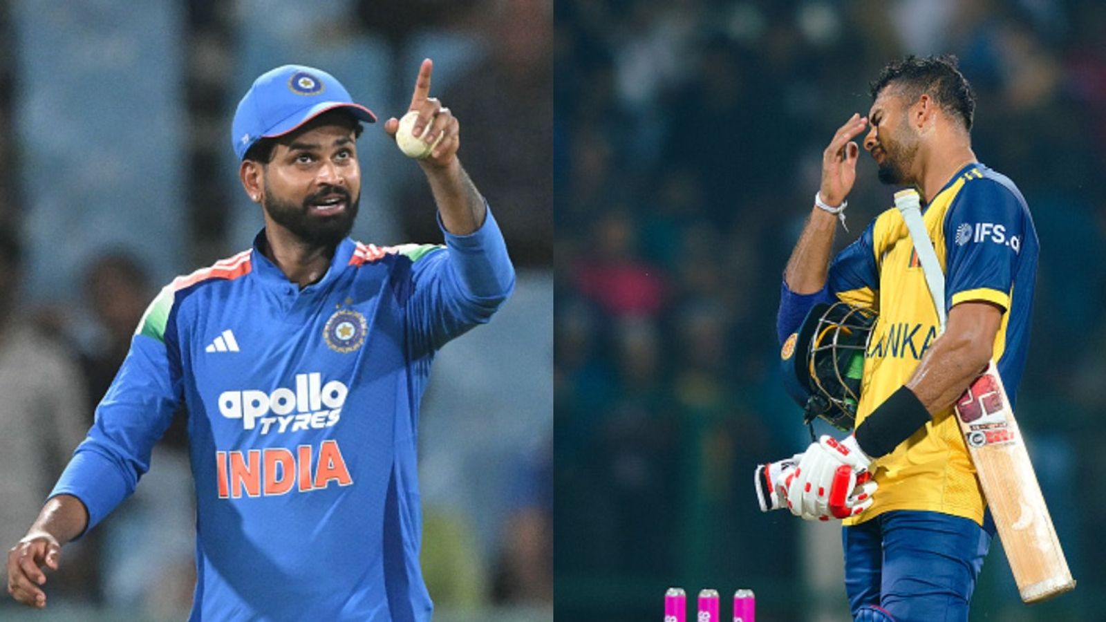 BCCI turns down SLC's request to play T20I series in India's tour of Sri Lanka, know why India's Shreyas Iyer (L) and Sri Lanka's Dasun Shanaka in frame. (Getty)