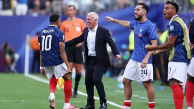 Watch: France head coach Deschamps bows down to Mbappe after stunning brace to qualify for World Cup's next round France head coach Deschamps bows down to Mbappe after stunning brace