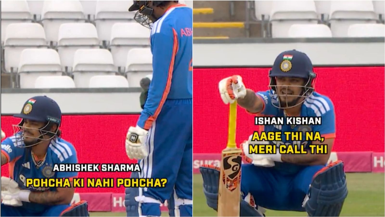 'Kya kar raha hai yaar?': Abhishek Sharma, Ishan Kishan's stump mic chat goes viral after run out dismissal Ishan Kishan, Abhishek Sharma in a convesation after the former gets run out in first T20I vs England.