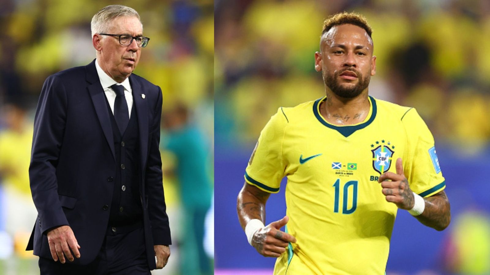 Carlo Ancelotti breaks silence on Neymar's availability for Brazil's clash vs Norway Carlo Ancelotti and Neymar in the frame (Getty)