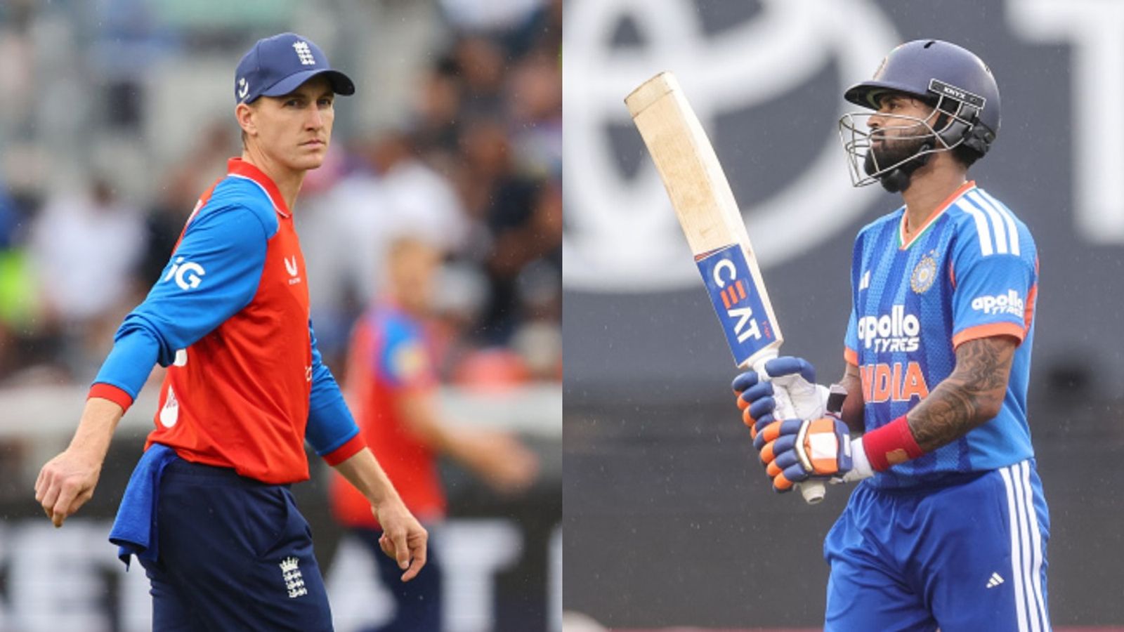 IND vs ENG: India elect to bat first vs England in 2nd T20I, Sooryavanshi makes debut at 31-yr-old's expense; know playing XIs England's Harry Brook (L) and India's Shreyas Iyer in frame. (Getty)