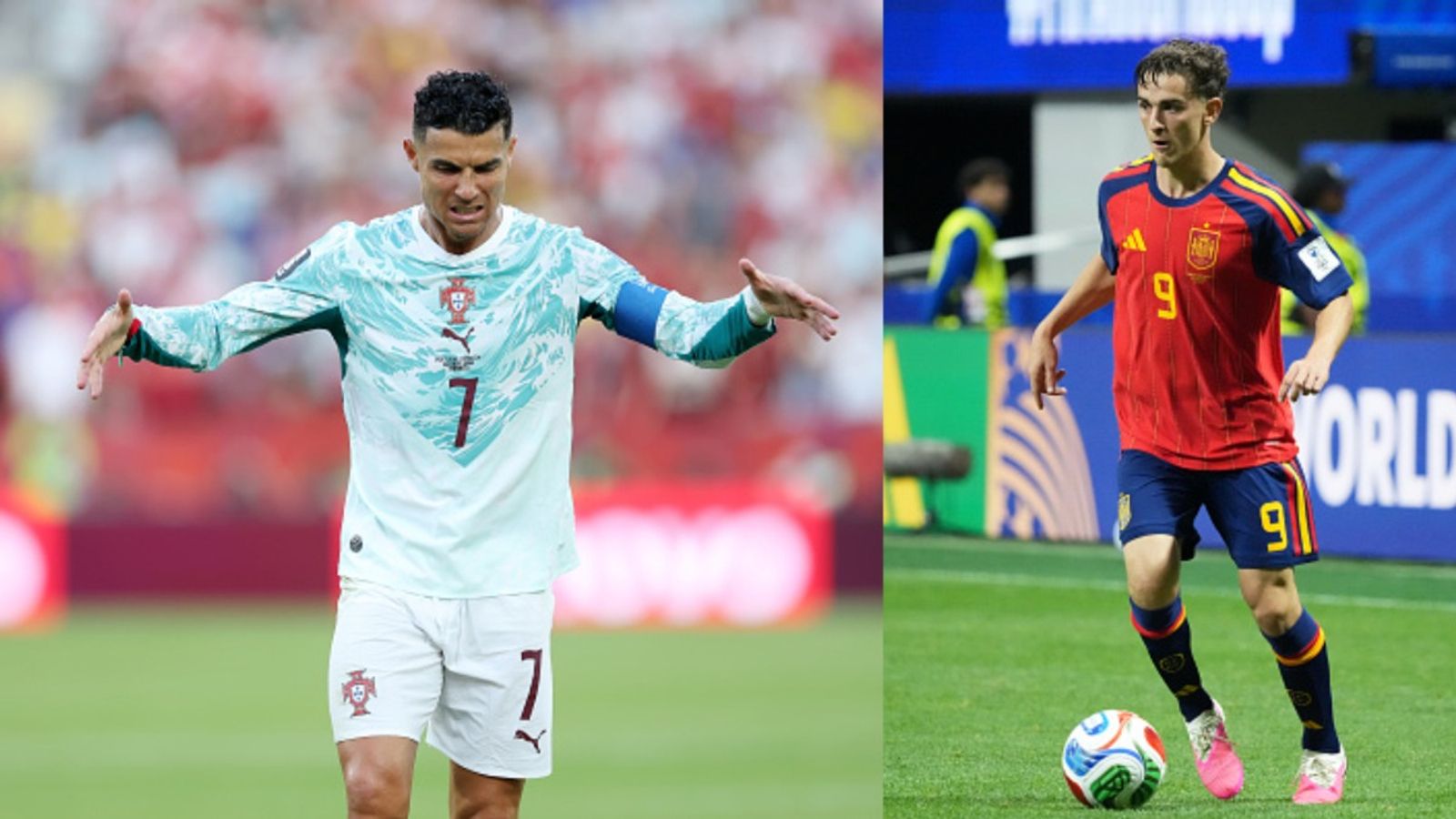 Gavi delivers bold Cristiano Ronaldo verdict ahead of Portugal vs Spain FIFA World Cup clash Spain's Gavi (L) and Portugal's Cristiano Ronaldo in this frame. (Getty)