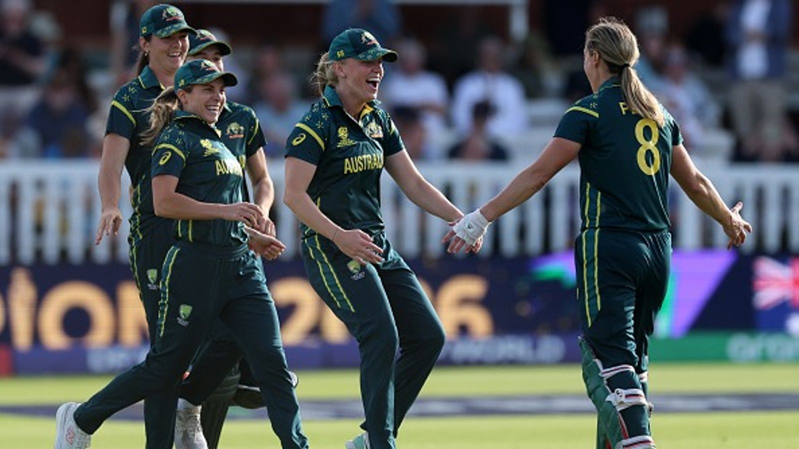 Australia clinch record-extending 7th Women's T20 World Cup title after crushing England by 7 wickets in final Australia's veteran all-rounder Ellyse Perry celebrates with her teammates after winning Women's T20 World Cup 2026 title. (Getty)