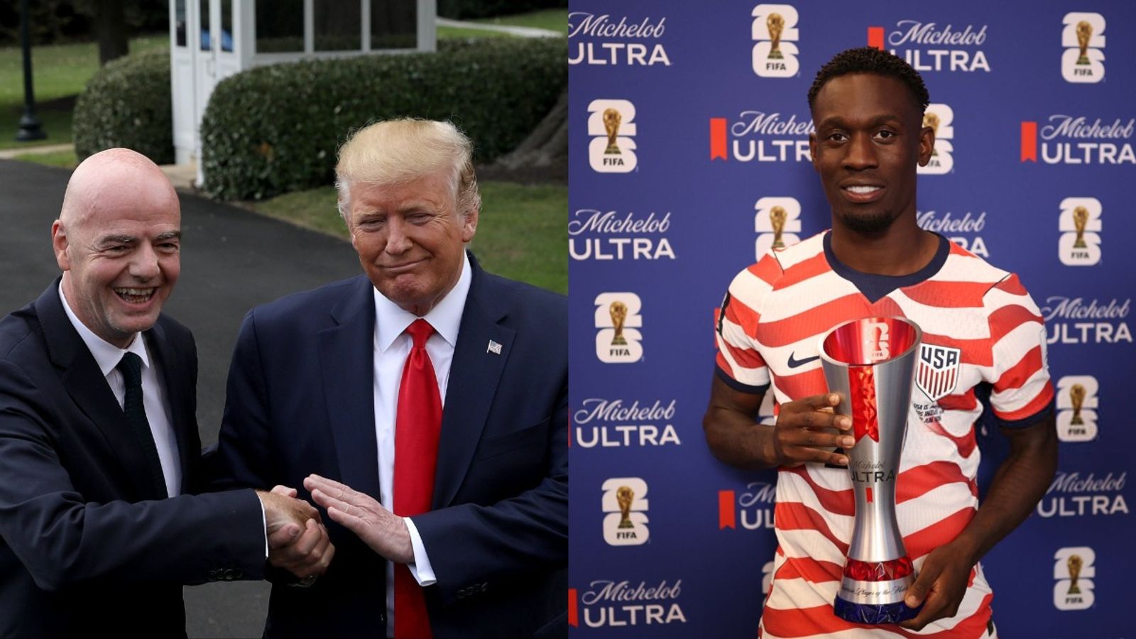 'Infantino should be ashamed': Wayne Rooney fumes as FIFA overturns Folarin Balogun's red card ahead of RO16 clash vs Belgium Gianni Infantino,Donald Trump (L) and Folarin Balogun (R) in this frame. (Getty)