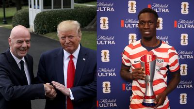 'Infantino should be ashamed': Wayne Rooney fumes as FIFA overturns Folarin Balogun's red card ahead of RO16 clash vs Belgium Gianni Infantino,Donald Trump (L) and Folarin Balogun (R) in this frame. (Getty)