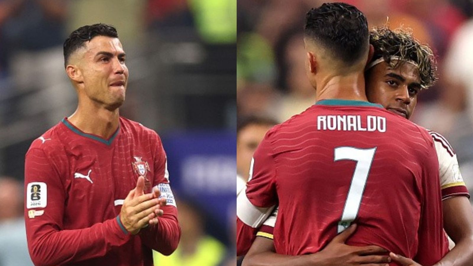 Watch: Lamine Yamal hugs Cristiano Ronaldo in a heartwarming moment after Portugal's World Cup exit Lamine Yamal, Cristiano Ronaldo in the frame (Images via Getty)