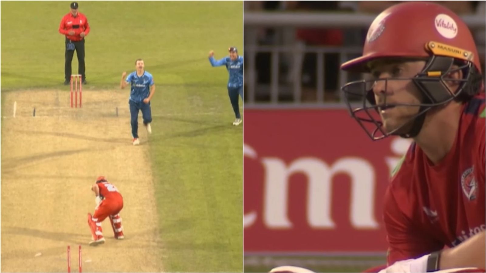 T20 Blast game in England ends in a tie, no super over as Potts uproots middle stump on last ball after 2 fours Lancashire's Matthew Hurst reacts after Derbyshire's Nick Potts knocks him over with a yorker on last ball of the T20 Blast 2026 game on July 6.