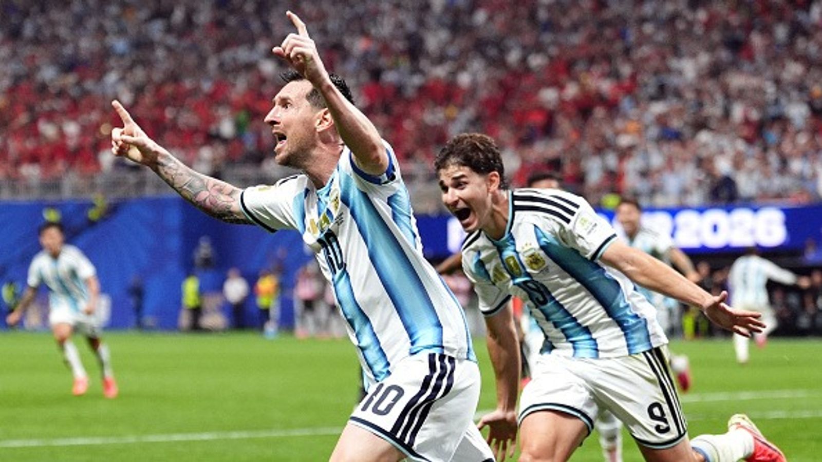 FIFA World Cup: Troika of Messi-Romero-Enzo fires Argentina in quarters with thrilling comeback win over Egypt Argentina's Lionel Messi (L) celebrates after scoring a goal against Egypt in the FIFA World Cup 2026 match. (Getty)