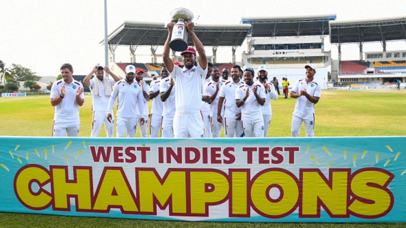 West Indies win Test series vs Sri Lanka after 23 years, drawn Test leads to minor changes in WTC table West Indies captain Roston Chase poses with the Sobers and Tissera Trophy at the end of the fifth and final day of the second Test against Sri Lanka at Vivian Richards Cricket Stadium in North Sound, Antigua and Barbuda, on July 7, 2026.