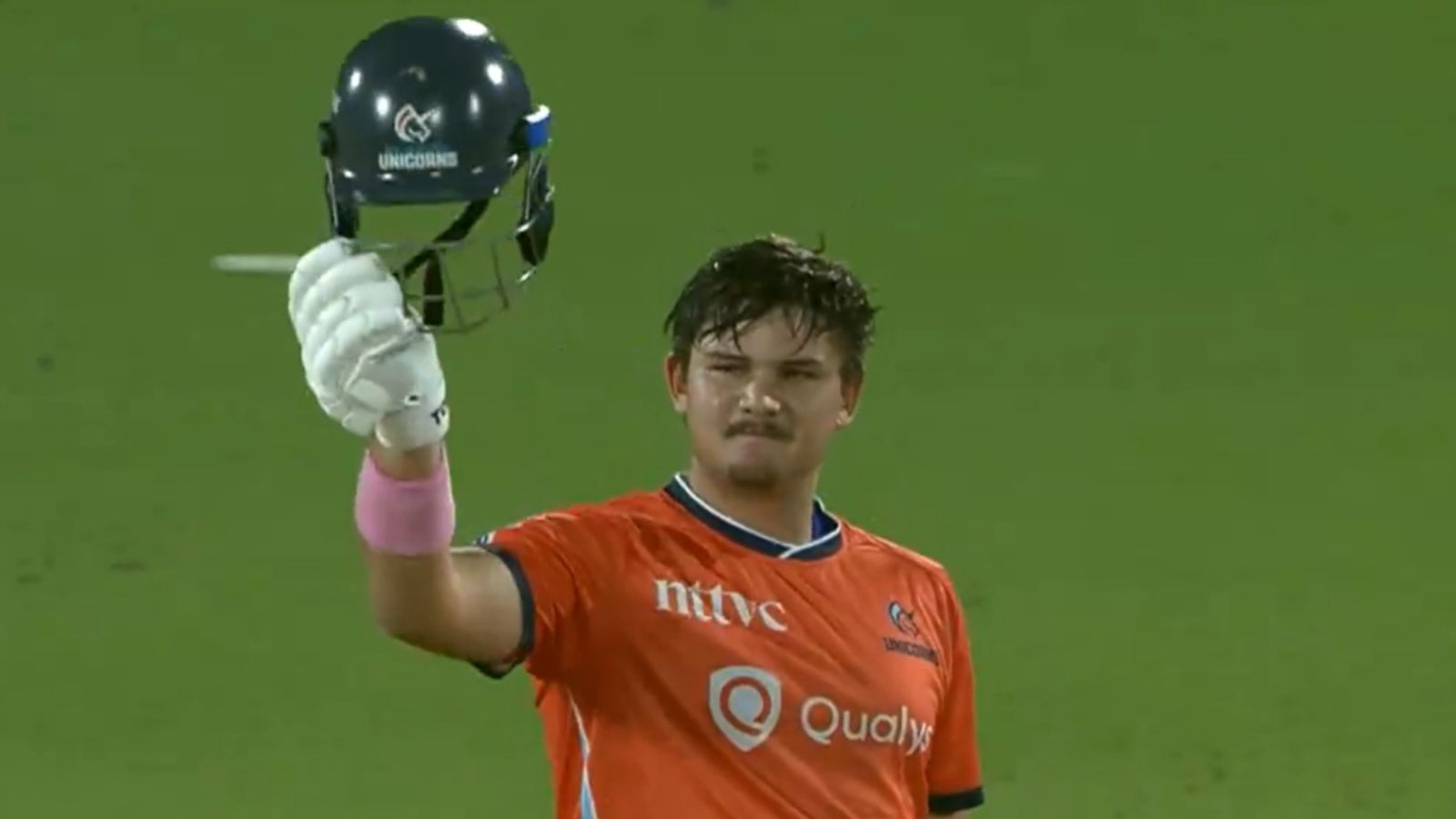 Sooryavanshi's RR teammate becomes youngest centurion in MLC history, slams unbeaten 102 with KKR opener's bat Lhuan-dre Pretorius celebrates his maiden T20 century in MLC 2026 match between San Francisco Unicorns against MI New York.