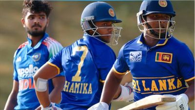 Sri Lanka U-19 team ekes out thrilling 1-wicket win over India U-19 in decider to seal Youth ODI series 2-1 Sri Lanka U-19 team ekes out thrilling 1-wicket win over India U-19 in decider to seal Youth ODI series 2-1. (X)