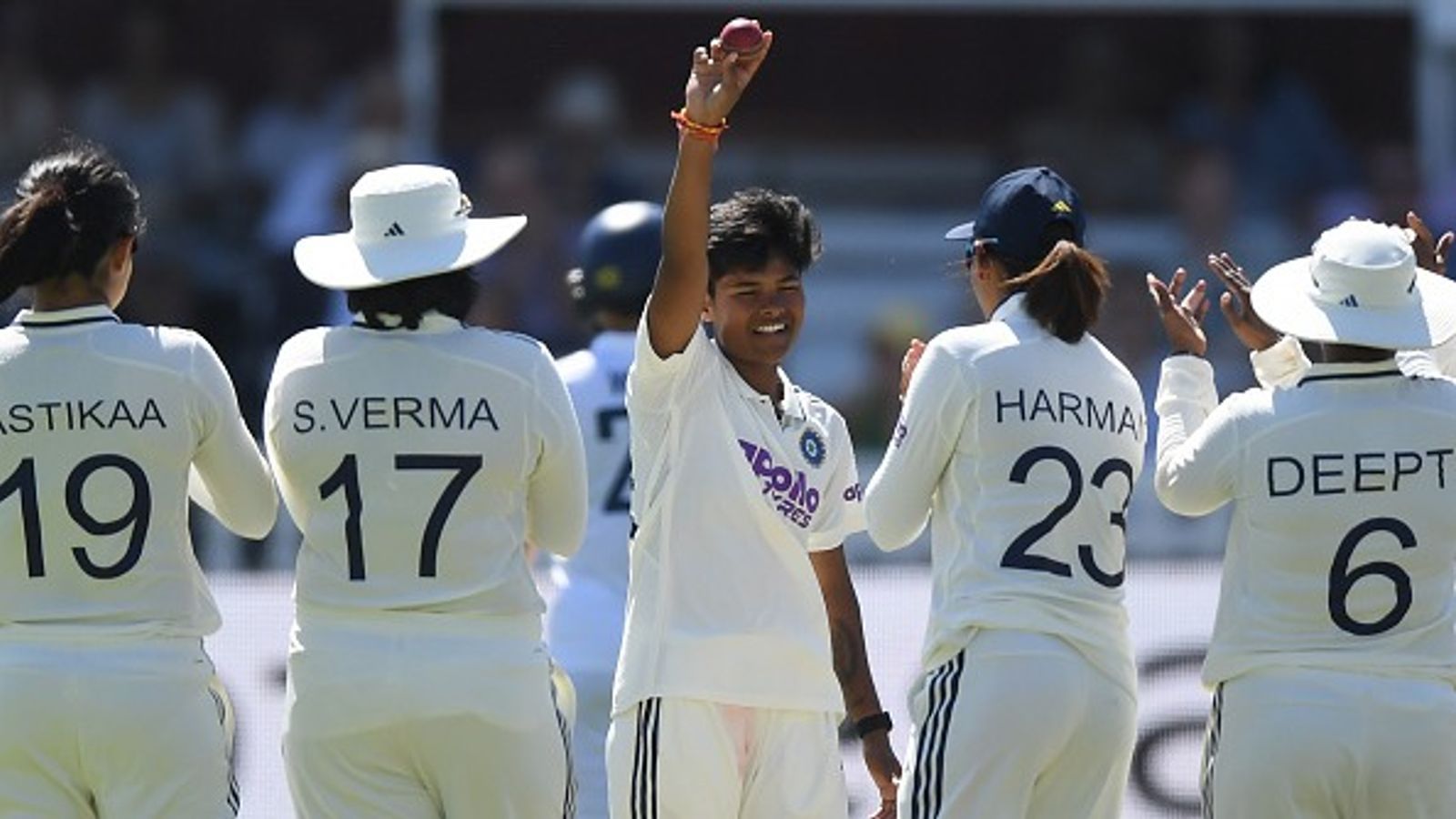Kranti Gaud rocks England with historic fifer in one-off Test, becomes first Indian to bag this mighty feat India's Kranti Gaud (C) celebrates with her teammates in this frame. (Getty)