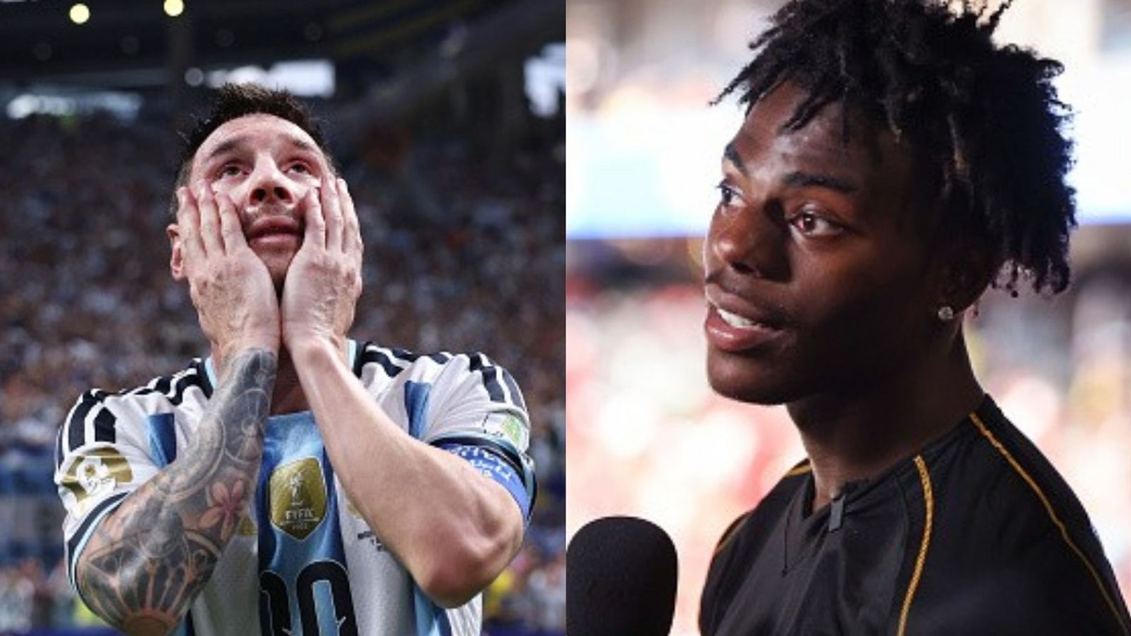 Watch: IShowSpeed wears Argentina jersey in playful bid to 'Curse' team during World Cup clash vs Switzerland Lionel Messi, IShowSpeed in the frame (Images via getty)