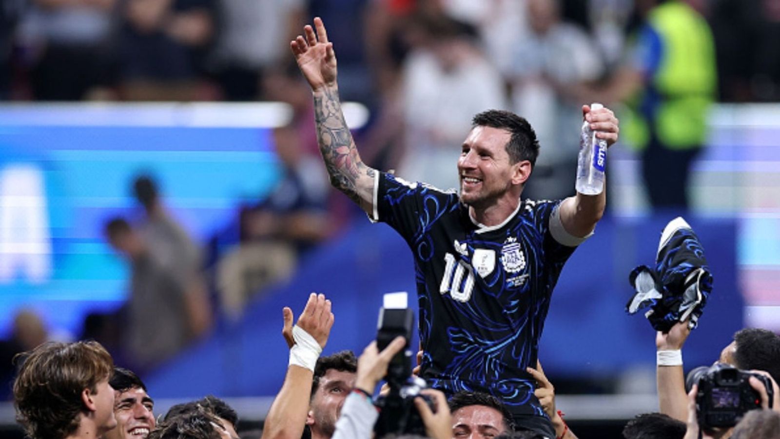 Watch: Lionel Messi loses it as Argentina defeats England with dramatic stoppage-time winner to reach World Cup final Argentina vs England in the frame (Image via Getty)