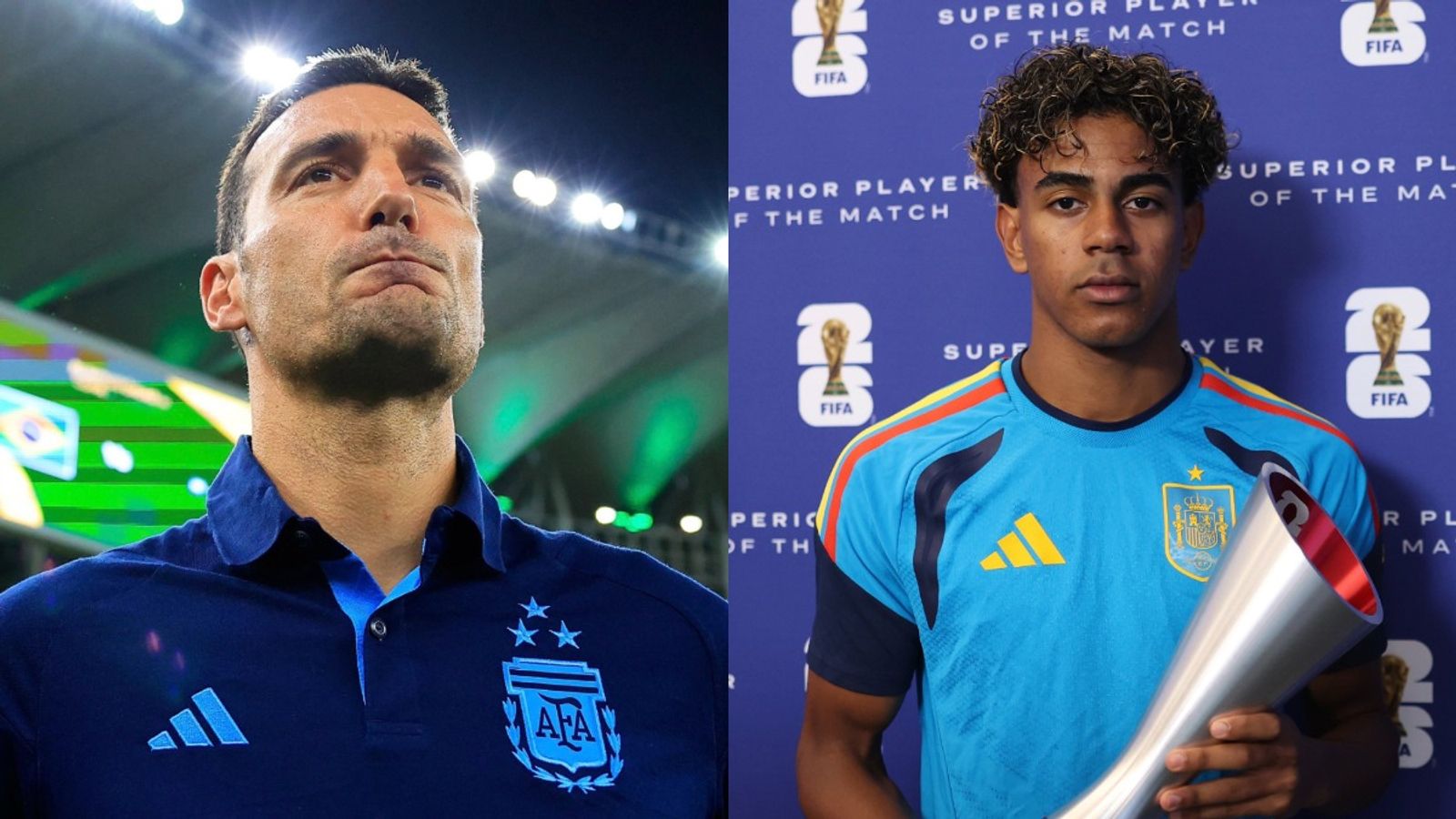 'He's very...': Lionel Scaloni reveals Argentina's plan to stop Lamine Yamal ahead of FIFA World Cup 2026 final Lionel Scaloni and Lamine Yamal in this frame. (X)