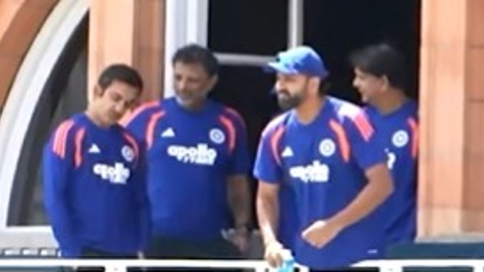 Watch: Gambhir-Rohit's lighthearted moment at Lord's balcony goes viral amidst retirement chatter Watch: Gambhir-Rohit's lighthearted moment at Lord's balcony goes viral amidst retirement chatter. (Screenshot)