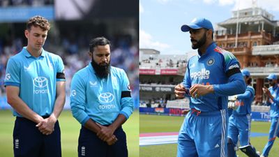 REVEALED: Why India and England players are donning black armbands during 3rd ODI at Lord's England's Harry Brook (L), Adil Rashid and India's Virat Kohli (R) in this frame. (Getty)