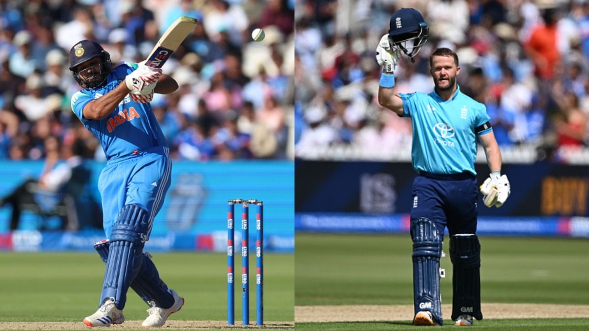 India's Rohit Sharma (L) and England's Ben Duckett in frame. (Getty) India's Rohit Sharma (L) and England's Ben Duckett in frame. (Getty)