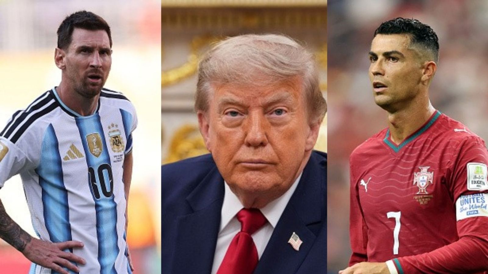 Donald Trump envies Messi and Ronaldo's 'easier' lives: 'Really, I’d switch’ Lionel Messi, Donald Trump, Cristiano Ronaldo in the frame (Images via Getty)