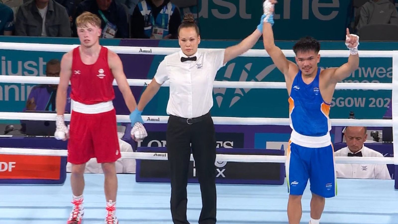 CWG 2026: India's Jadumani Singh batters home favourite to set-up Rd 16 clash with Pakistani boxer India's Jadumani Singh Mandengbam (R) beats Scotland's Aaron Cullen to make CWG 2026 Rd 16. (X)