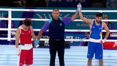 CWG 2026: India's Sachin Siwach downs Canadian boxer to storm into 60kg pre-quarterfinals CWG 2026: India's Sachin Siwach downs Canadian boxer to storm into 60kg pre-quarterfinals. (X)