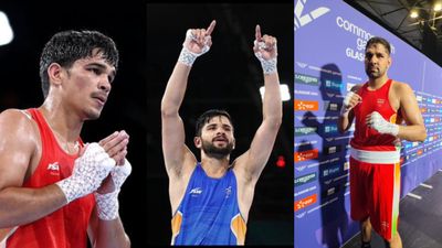 CWG 2026: Sachin Siwach, Ankush Panghal pocket golds, Narender Berwal bags silver for India in boxing India's Ankush Panghal (L), Sachin Siwach (C) and Narender Berwal in frame. (X)