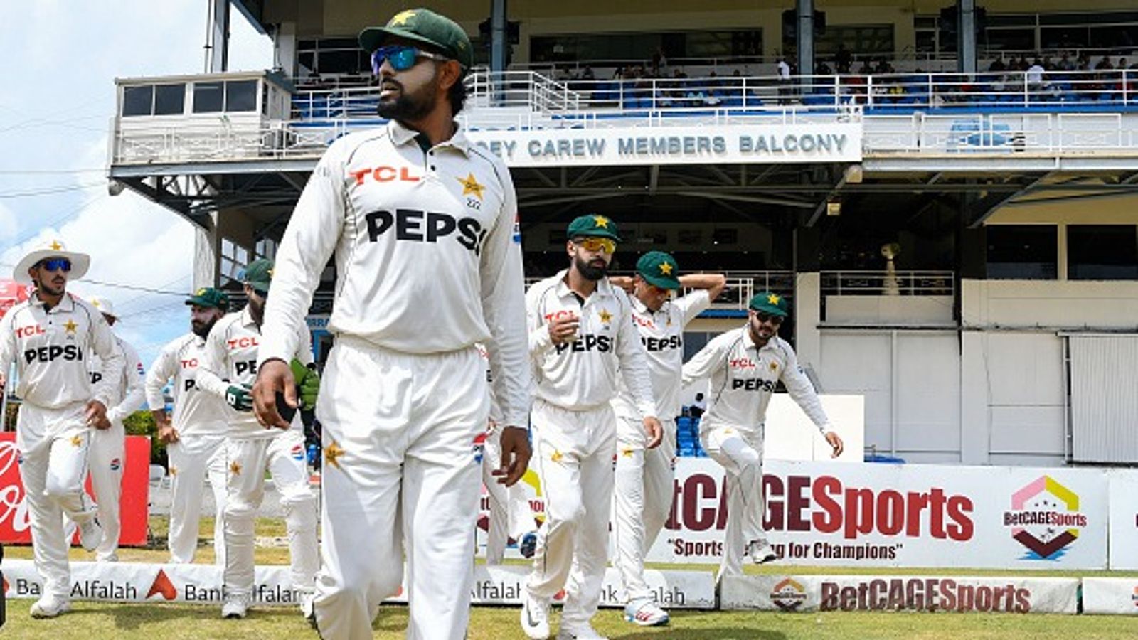 Babar Azam joins legend Imran Khan in elite captaincy ranks during WI vs PAK 2nd Test Pakistan captain Babar Azam (foreground) leads his team in this frame. (Getty)
