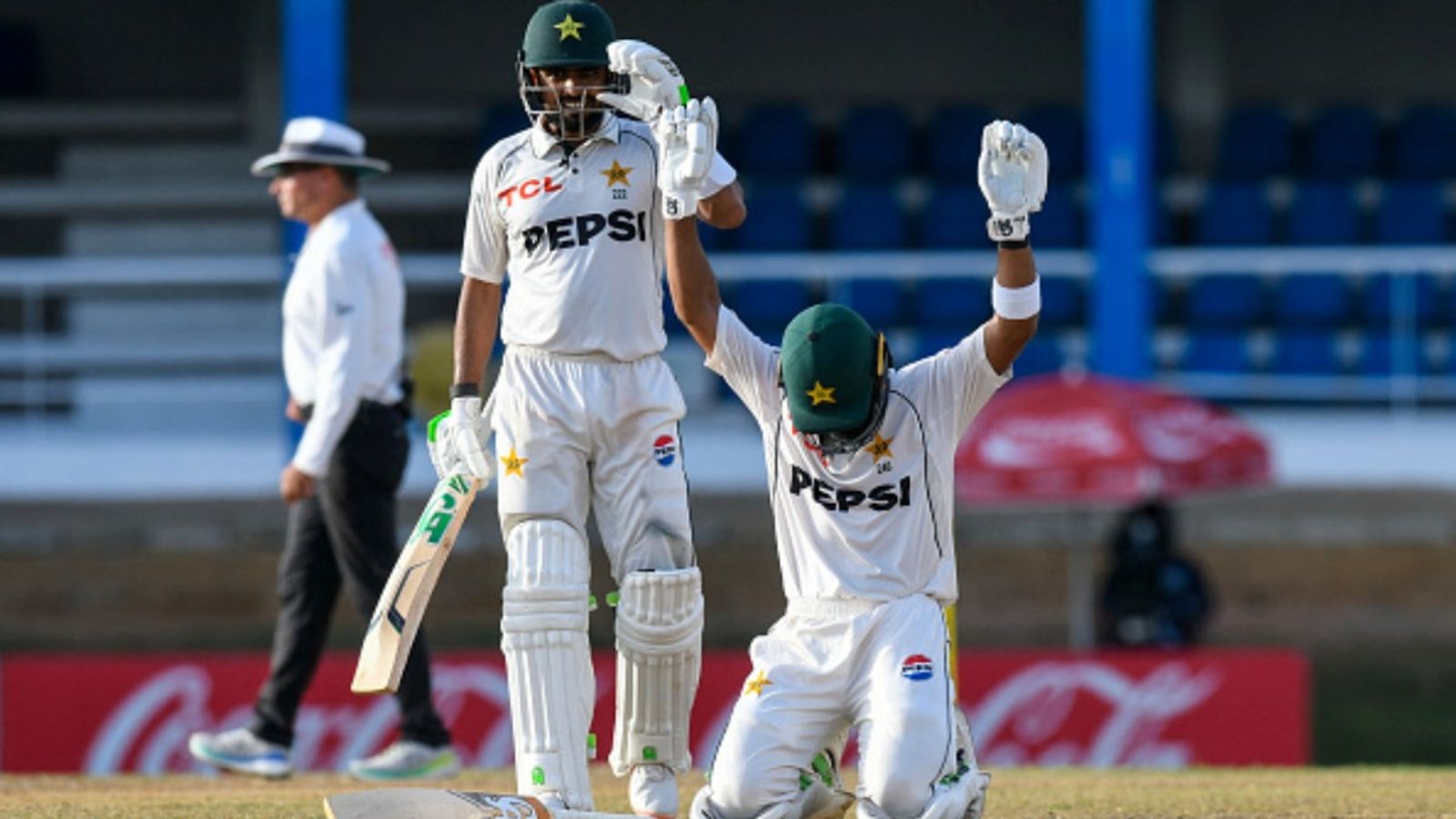 Injury replacement Abdullah Shafique becomes 1st Pakistan batter since 1977 to achieve this feat in West Indies Babar Azam (L) cheers as Abdullah Shafique (R) of Pakistan celebrates his century during the second day of the second Test against West Indies at Queen's Park Oval in Port of Spain, Trinidad and Tobago, on August 3, 2026.