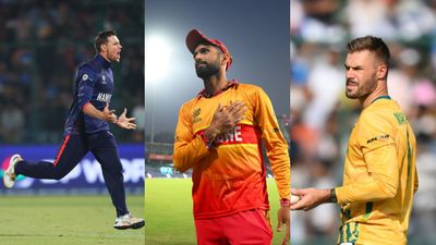 ODI World Cup 2027 hosts South Africa, Zimbabwe, Namibia to play historic T20I tri-series Namibia's Gerhard Erasmus (L), Zimbabwe's Sikandar Raza (C) and South Africa's Aiden Markram in this frame. (Getty)