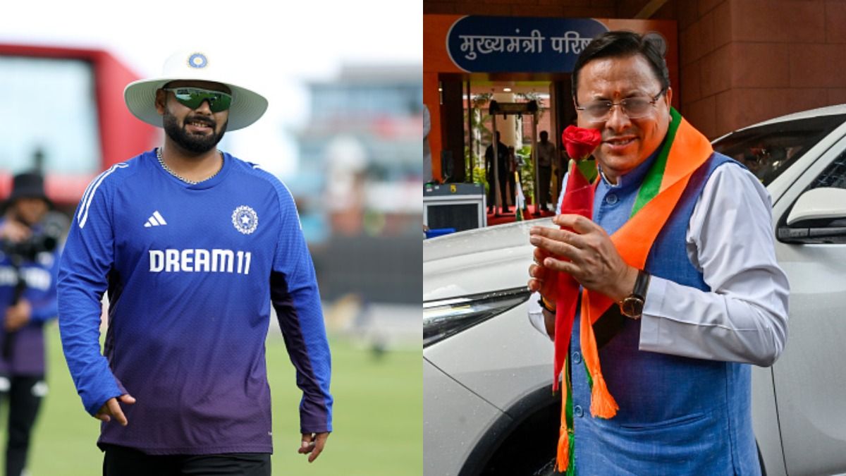 Rishabh Pant, Pushkar Singh Dhami in this frame. (Getty) Rishabh Pant, Pushkar Singh Dhami in this frame. (Getty)