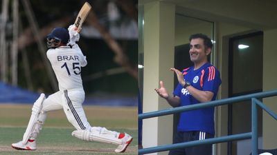Watch: Gurnoor cracks 4 sixes in final over during IND vs SLC XI warm-up game, Gambhir’s reaction goes viral Gurnoor Brar cracks 4 sixes in final over during IND vs SLC XI warm-up game, Gautam Gambhir’s reaction goes viral. (Screenshot)
