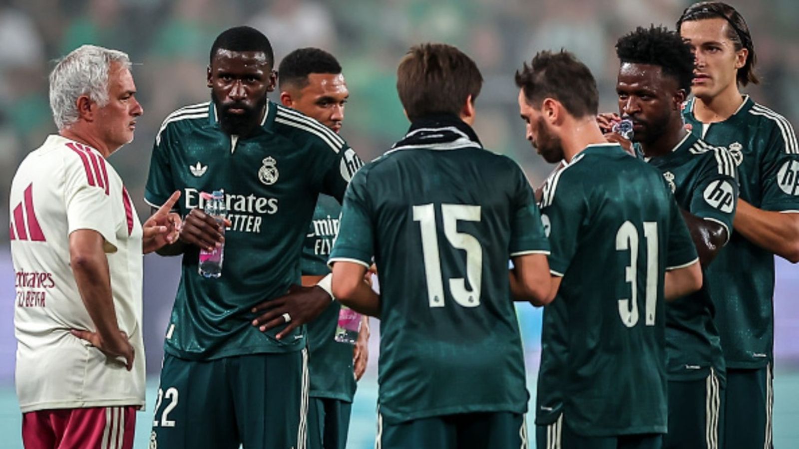 Real Madrid star’s honest admission about coach Jose Mourinho, ‘sometimes he is…’ Jose Mourinho with the Real Madrid team in the frame (Image via Getty)