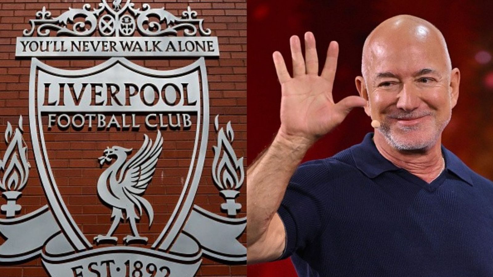 Amazon founder Jeff Bezos to buy stake in Liverpool? Here is all you need to know Liverpool logo and Jeff Bezos in the frame (Image via Getty)
