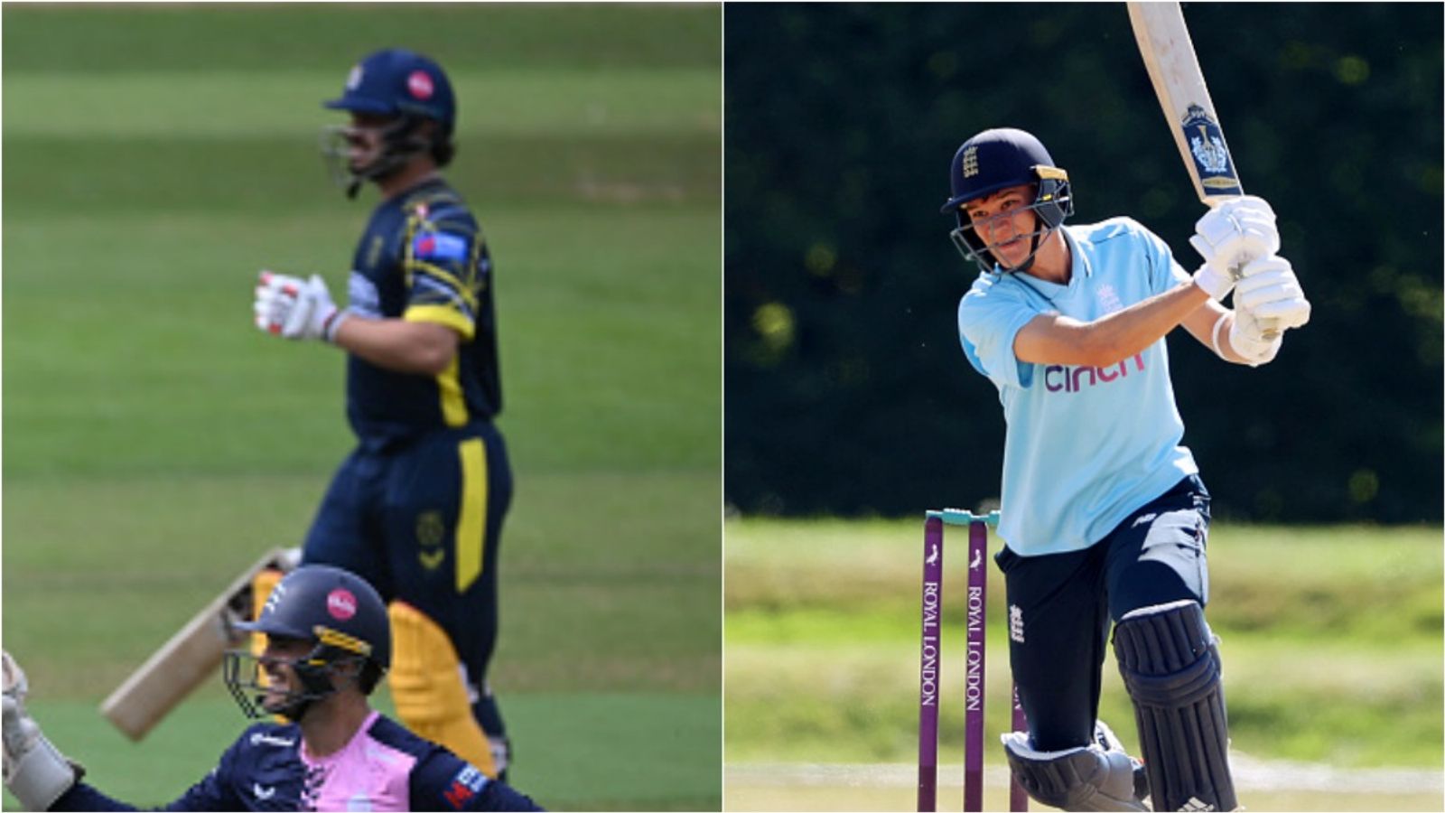India all-rounder ruled out of One-Day Cup game in England due to injury, rookie pacer named replacement Hampshire's Ashutosh Sharma after losing his wicket; England's Harry Petrie in action during an Under-19 game.
