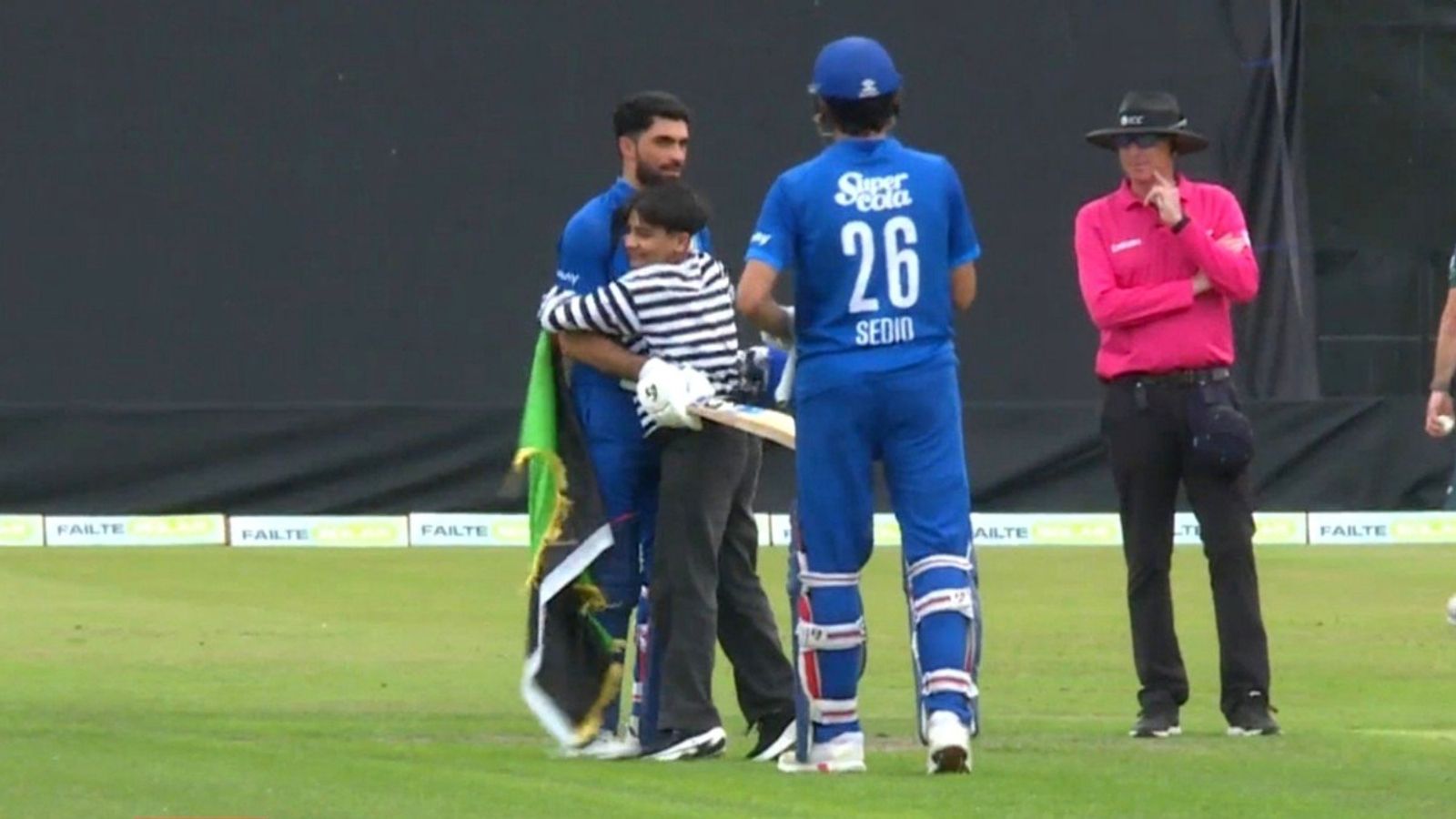 Afghanistan opener joins Babar, Pietersen as fastest to 2,000 ODI runs, only behind Gill and Amla Afghanistan's Ibrahim Zadran celebrates his century as a fan enters the ground in the 4th ODI clash against Ireland on August 12.