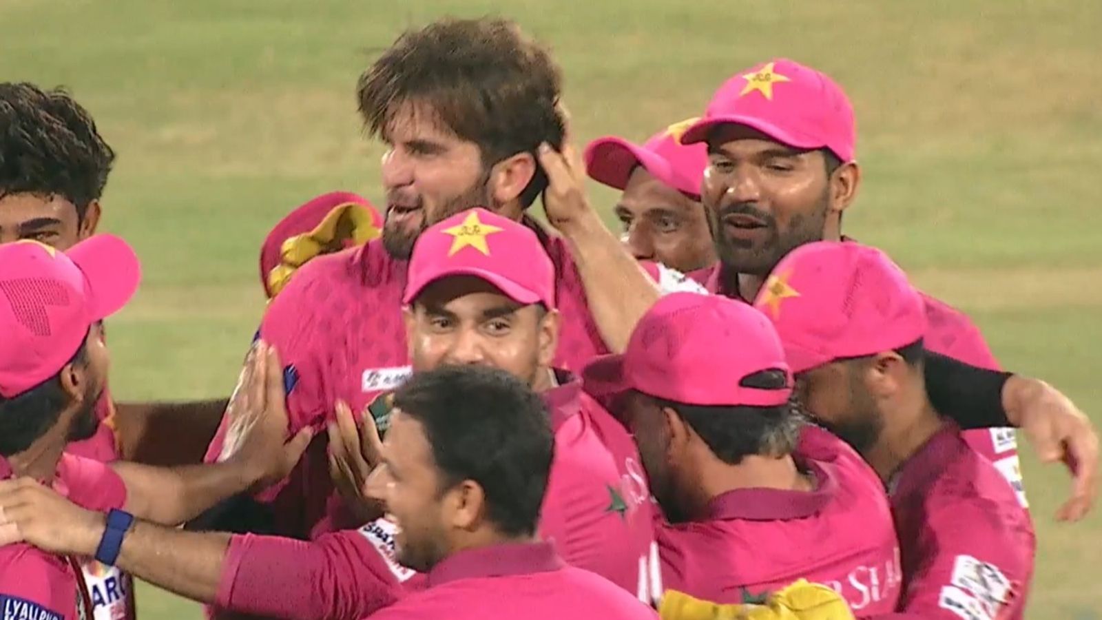 Shaheen Afridi takes 7 wickets including hat-trick in Pakistan's National Champions Cup final, leads Gold to 101-run win Pakistan Gold captain Shaheen Afridi celebrates with his teammates after taking a hat-rick against Pakistan Greens in the National Champions Cup 2026 final on August 18.
