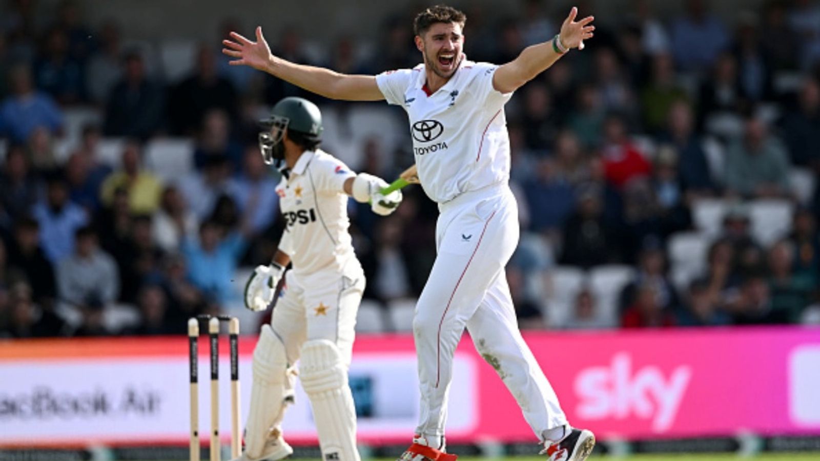 England pacer Josh Tongue becomes 1st to take 50 wickets in WTC 2025-27, overtakes Mitchell Starc Josh Tongue of England successfully appeals for the wicket of Mohammad Rizwan of Pakistan during day one of the 1st Test at Headingley on August 19, 2026 in Leeds, England.