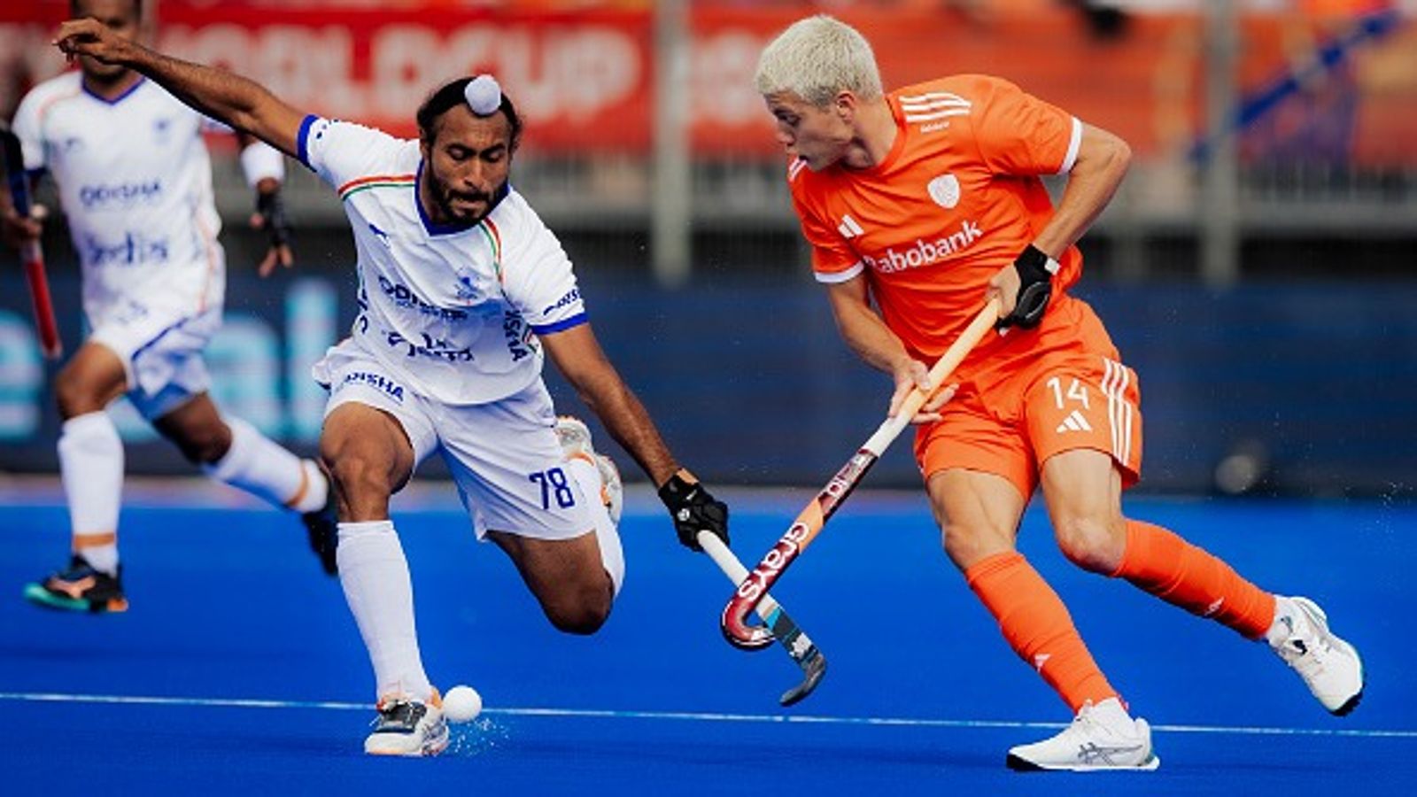 DECODED: The exact scenario India need to reach Hockey World Cup semis after defeat vs Netherlands (L-R) India's Rajinder Singh and Netherlands' Derck de Vilder in action during Hockey World Cup clash. (Getty)