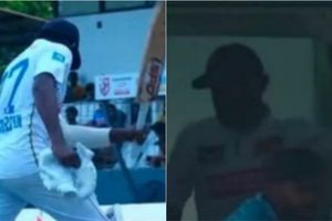 Sri Lanka's nighwatchman batter furious at umpire's decision, hits boundary cushion, throws gloves in dressing room SportsTak