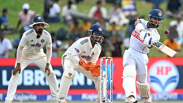 Sri Lanka's Sonal Dinusha (R) plays a shot as India's KL Rahul (L) and Rishabh Pant (C) look on. (Getty) Sri Lanka's Sonal Dinusha (R) plays a shot as India's KL Rahul (L) and Rishabh Pant (C) look on. (Getty)