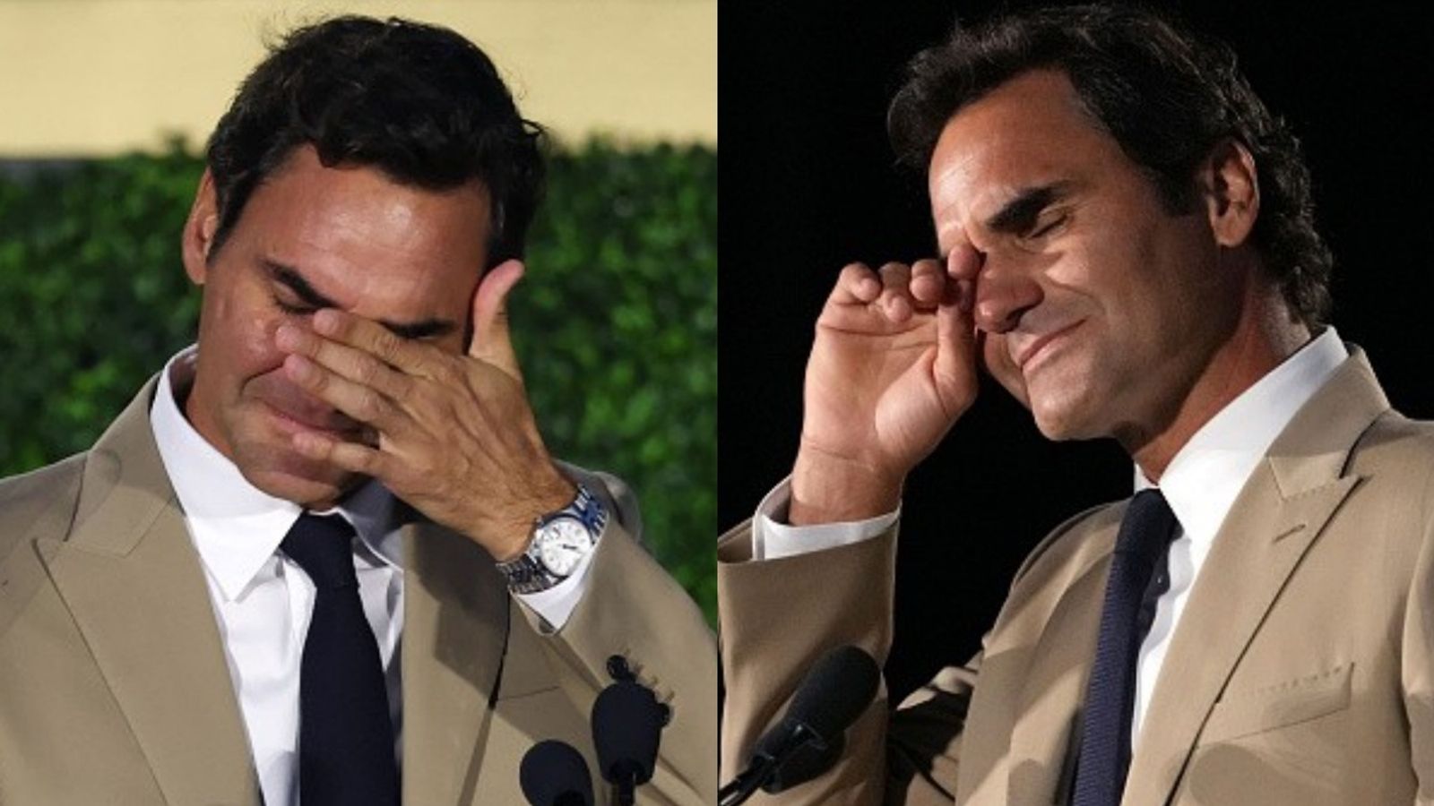 Watch: Roger Federer breaks down; delivers emotional Hall of Fame induction speech Roger Federer in the frame (Images via Getty)