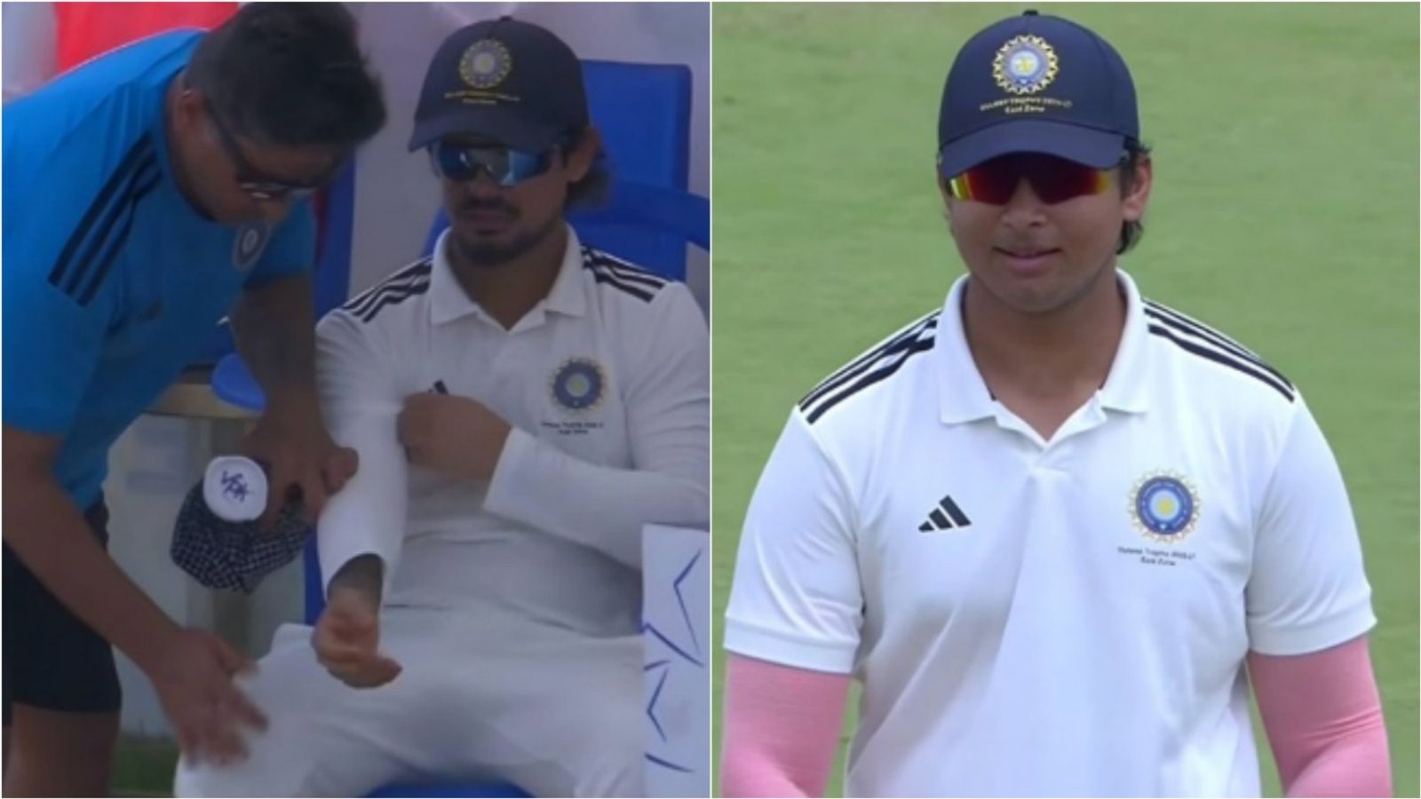 Vaibhav Sooryavanshi takes over as captain in Duleep Trophy 2026 semifinal after Ishan Kishan's hand injury East Zone skipper Ishan Kishan gets medical attention in dugout after hand injury; Vaibhav Sooryavanshi leads East Zone in Duleep Trophy 2026 semifinal.